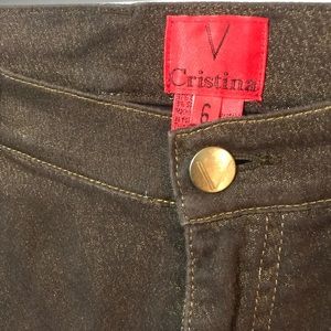 V Cristina size 6 pants brown and gold
